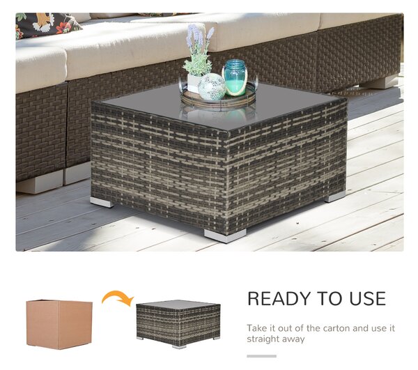 Outsunny Rattan Coffee Table Ready to Use Outdoor Furniture Suitable for Garden Backyard Deep Grey Aosom UK