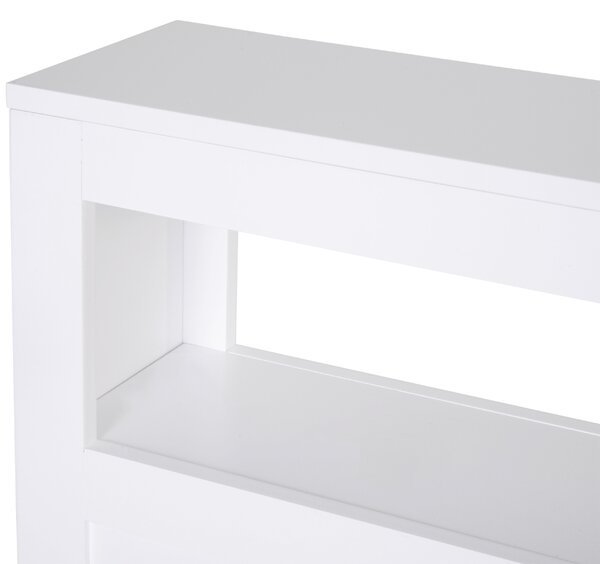 HOMCOM MDF Narrow Rolling Bathroom Side Cabinet White Aosom UK