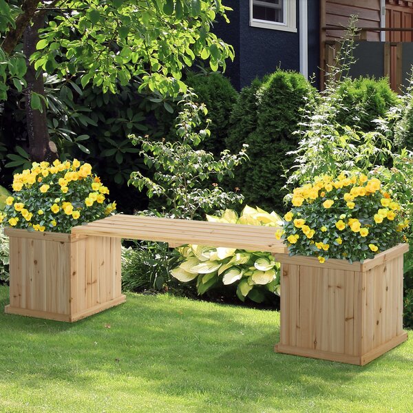 Outsunny Raised Garden Bed, Dual-Purpose Garden Boxes with Bench, Wooden Patio Furniture, 176 x 38 x 40 cm Aosom UK