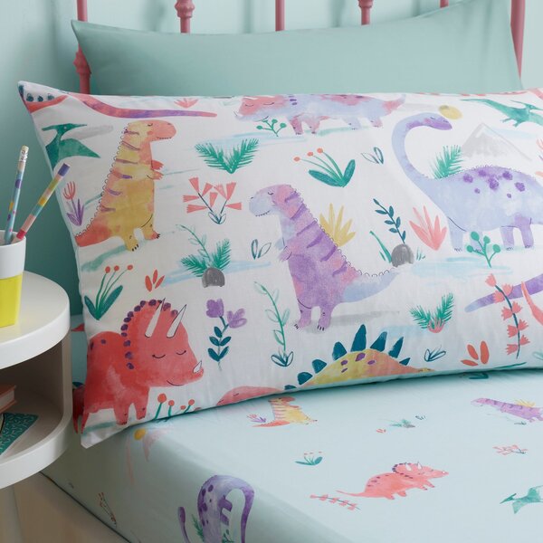 Dinosaur Pink Reversible Duvet Cover and Pillowcase Set