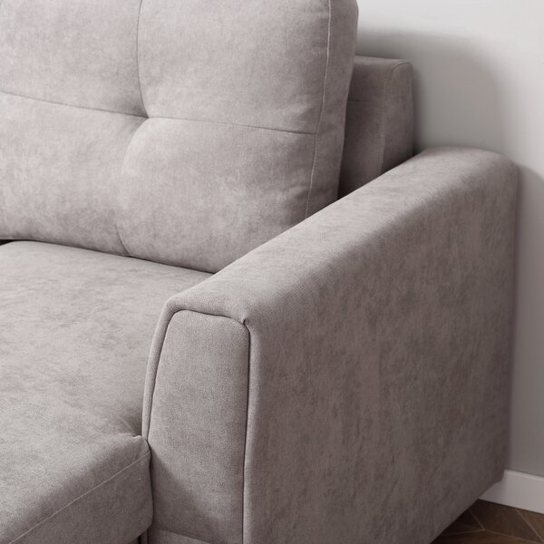 HOMCOM 3 Seater Sofa Bed, Pull Out Sofa Bed with Larger Bed Size & Thicker Cushion Padding, Corner Sofa Bed with Storage, Light Grey Aosom UK