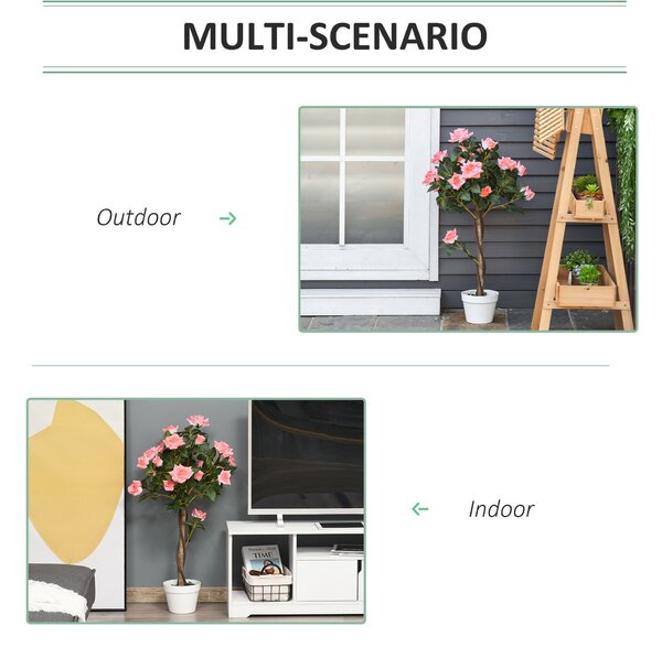 Outsunny Artificial Rose Tree: 90cm Fake Plant with 21 Flowers, Pink & Green Indoor/Outdoor Home Office Decor Aosom UK