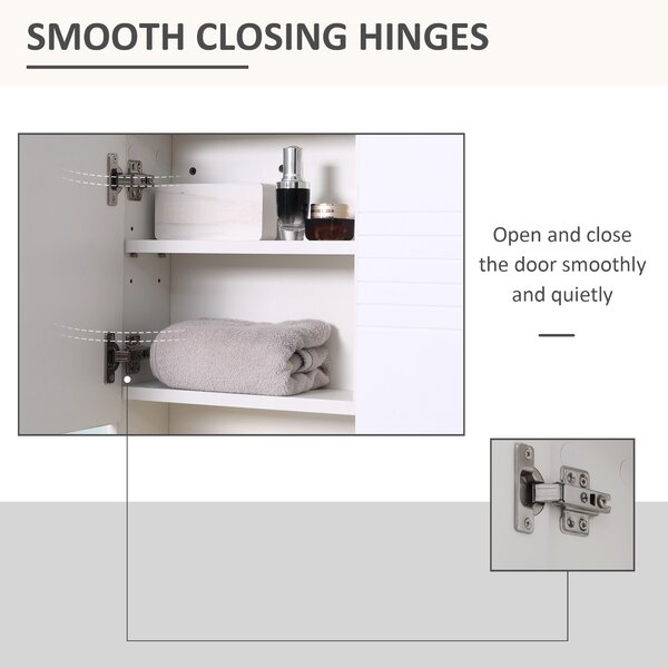 Kleankin Bathroom Mirror Cabinet, Wall Mount Storage Cabinet with Double Door, Adjustable Shelf, 54cm x 15cm x 55cm, White