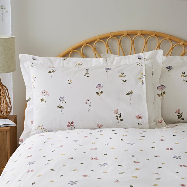 Pressed Floral White Oxford Pillowcase