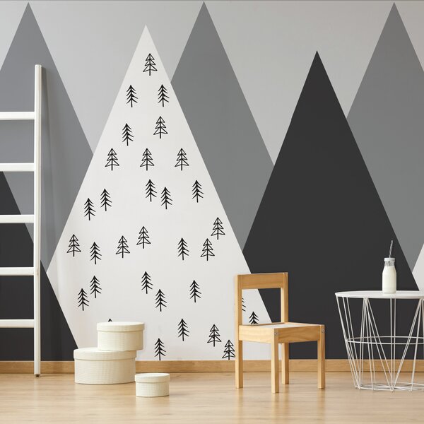 Geo Mountain Mono Wall Mural