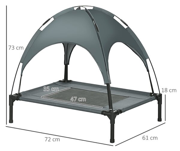 PawHut Elevated Dog Bed: Waterproof Pet Cot with Breathable Mesh & UV Canopy for Medium Dogs - Grey Aosom UK