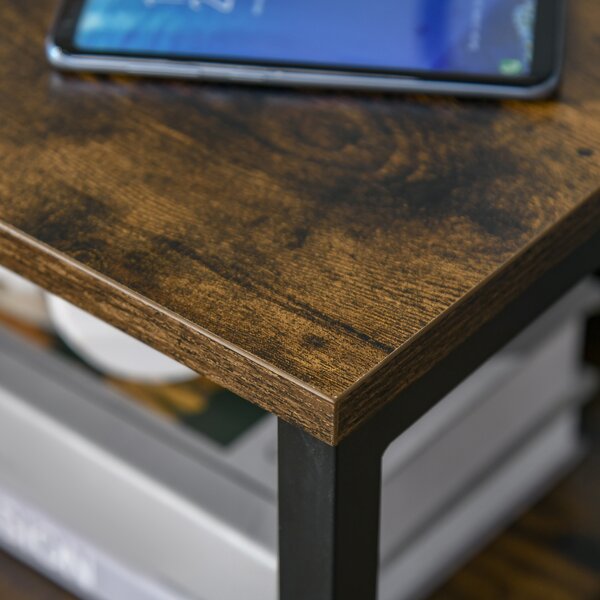 HOMCOM Industrial Side Table with Storage Drawer and Shelf, Slim Sofa Table Bedside Cabinet, Rustic Brown Aosom UK