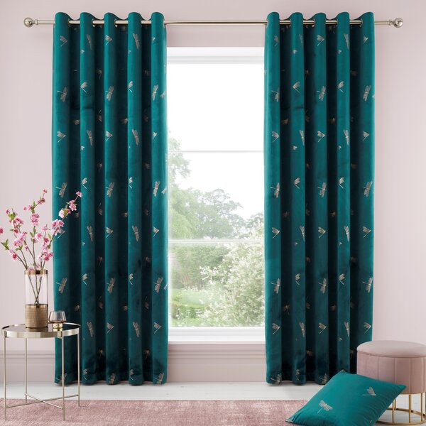 Dragonfly Foil Eyelet Curtains