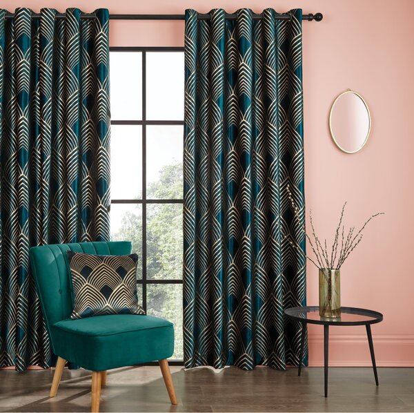 Geo Foil Eyelet Curtains