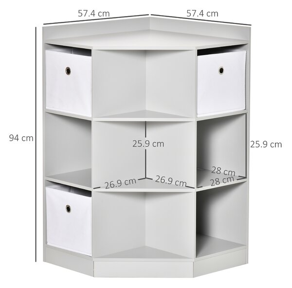 HOMCOM Kids Storage Cabinet Corner Toy Storage Organizer Bookcase for Children's Play Room/Bedroom w/ Anti-tipping Hardware Drawers, Grey Aosom UK