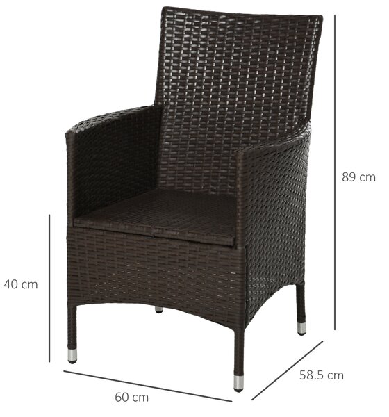Outsunny Waterproof Rattan Armchair Duo: Deep Coffee Garden Patio Seating with Cushions Aosom UK