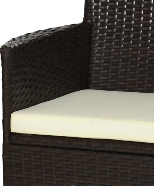 Outsunny Waterproof Rattan Armchair Duo: Deep Coffee Garden Patio Seating with Cushions Aosom UK