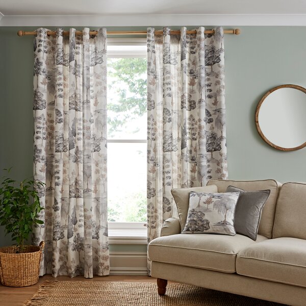 Watercolour Trees Eyelet Curtains