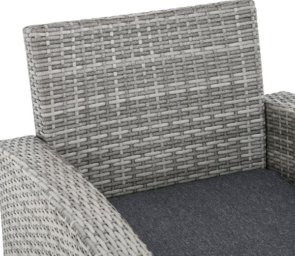 Outsunny 7-Seater Rattan Dining Set Sofa Table Garden Rattan Furniture Footstool Outdoor w/ Cushion, Grey Aosom UK
