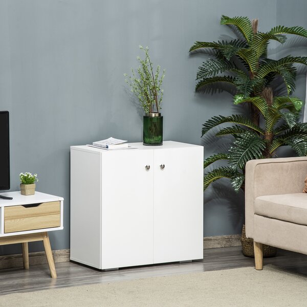 HOMCOM Storage Cabinet with 2 Shelves and Doors, Wooden Sideboard, Freestanding Kitchen Cupboard, for Living Room, Kitchen, White Aosom UK