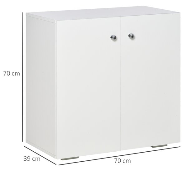 HOMCOM Storage Cabinet with 2 Shelves and Doors, Wooden Sideboard, Freestanding Kitchen Cupboard, for Living Room, Kitchen, White Aosom UK
