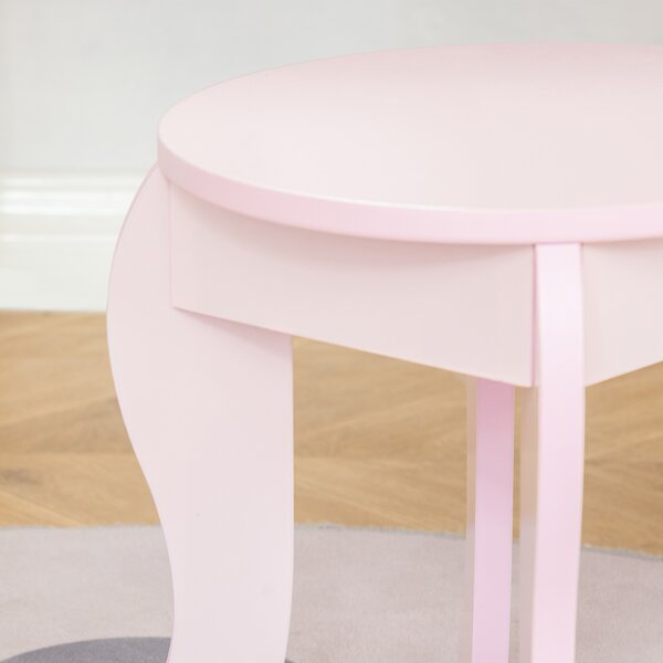 HOMCOM Kids Vanity Table & Stool Girls Dressing Set Make Up Desk Chair Dresser Play Set with Mirror Pink Aosom UK