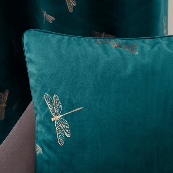 Dragonfly Foil Charm Blue Cushion