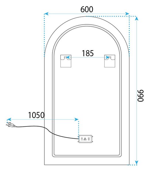 Mirror LED 90x60cm TOP-1