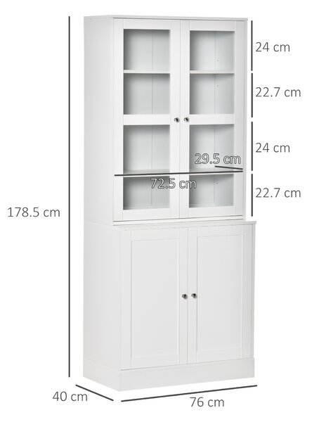 HOMCOM Modern Bookcase with Doors, Display Storage Cabinet with Adjustable Shelves for Living Room, Study, Office, White Aosom UK