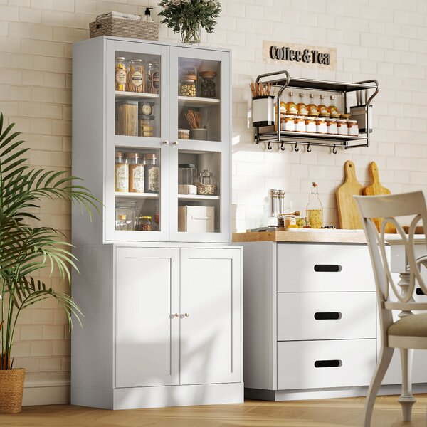 HOMCOM Modern Bookcase with Doors, Display Storage Cabinet with Adjustable Shelves for Living Room, Study, Office, White Aosom UK
