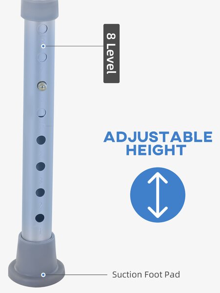 HOMCOM 8-Level Height Adjustable Bath Stool Spa Shower Chair Aluminum w/ Non-Slip Feet and Handle, Load Capacity 136kg Aosom UK