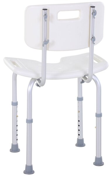 HOMCOM 8-Level Height Adjustable Bath Stool Spa Shower Chair Aluminum w/ Non-Slip Feet and Handle, Load Capacity 136kg Aosom UK