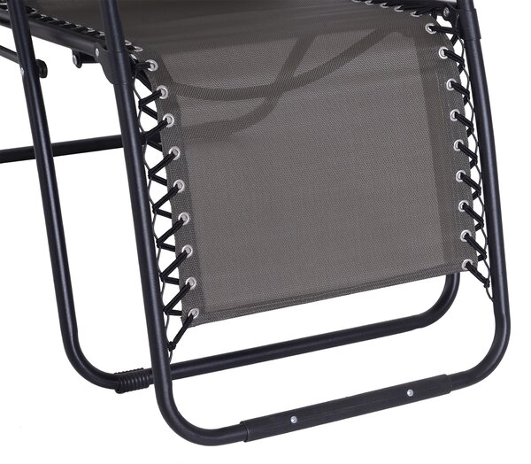 Outsunny Zero Gravity Reclining Chair, Outdoor Folding Sun Lounger with Head Pillow for Patio, Grey Aosom UK