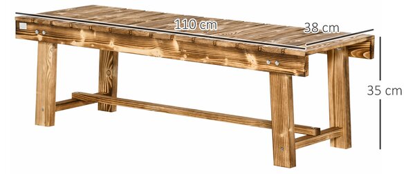 Outsunny 2-seater Outdoor Indoor Garden Wooden Bench Patio Loveseat Fir 110L x 38W x 35H cm Carbonised