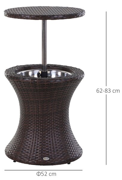 Outsunny Rattan Ice Bucket Table Beer Cooler For Outdoor Patio Party Bar Garden Brown