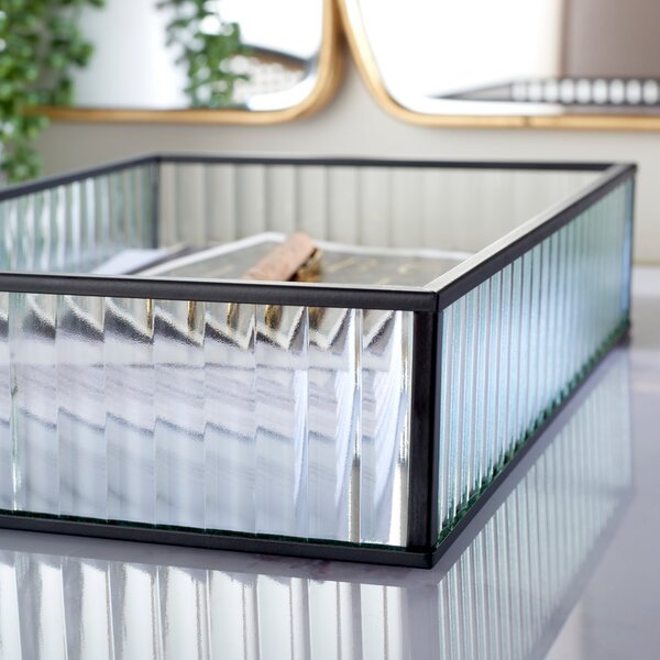 Ribbed Black Edge Glass Tray