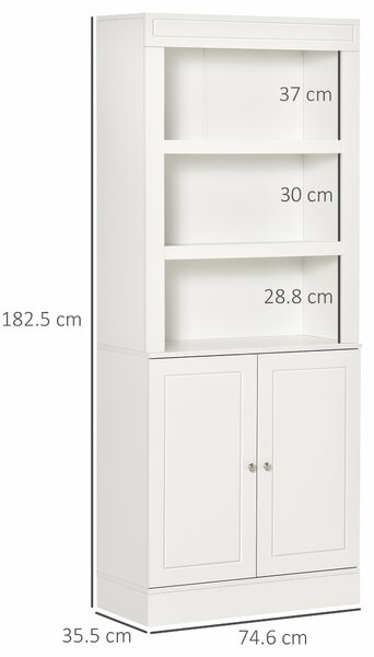 HOMCOM Kitchen Storage Cabinets with 6-tier Shelving, Kitchen Cupboard, Kitchen Larder with 3 Open Compartments and Double-door, White Aosom UK