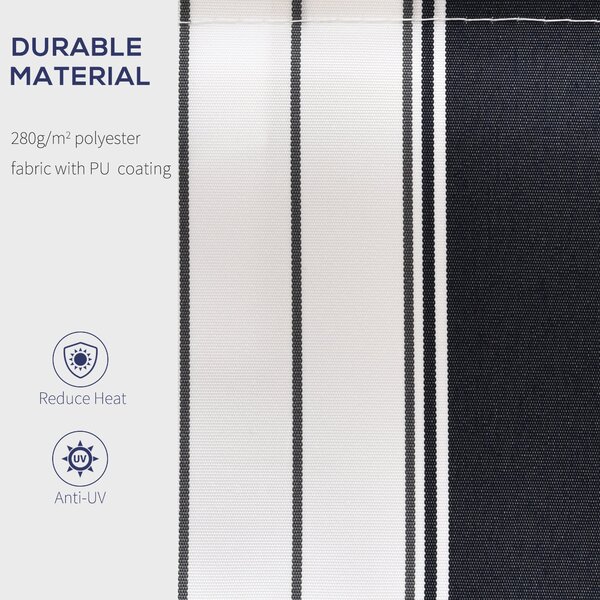 Outsunny 2.5m x 2m Garden Patio Manual Awning Canopy Sun Shade Shelter Retractable with Winding Handle Blue White Aosom UK