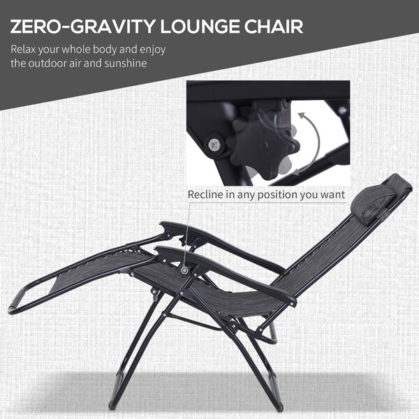 Outsunny Zero Gravity Lounge Set, 2 Reclining Chairs & Table w/ Cup Holders, Light Grey Aosom UK