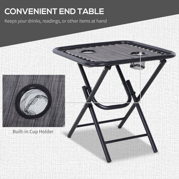 Outsunny Zero Gravity Lounge Set, 2 Reclining Chairs & Table w/ Cup Holders, Light Grey Aosom UK