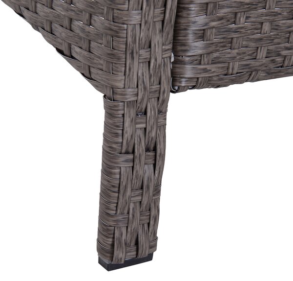 Outsunny Waterproof 2 Seater Rattan Garden Furniture Set Wicker Weave Sofa Chair with Footstool and Coffee Table Thick Cushions Dark Grey Aosom UK