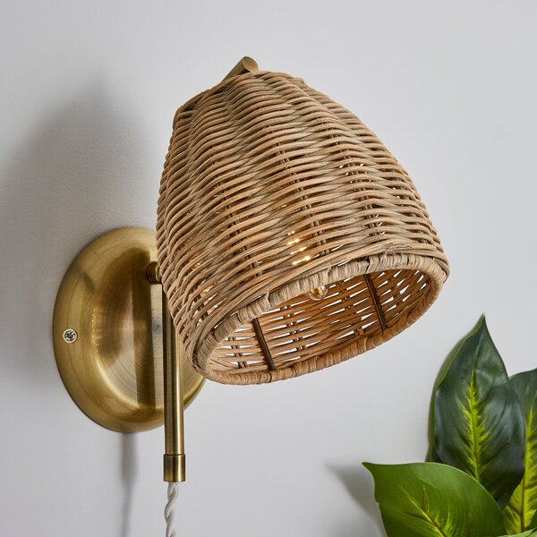 Churchgate Cotes Rattan Plug In Wall Light