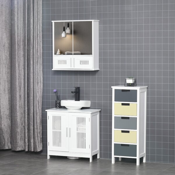 Kleankin Wall Mirror Cabinet: Double Door Storage with Adjustable Shelf, White Aosom UK