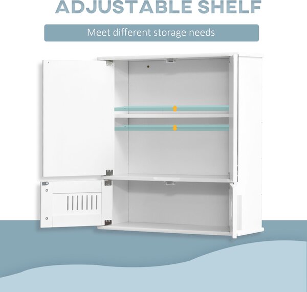 Kleankin Wall Mirror Cabinet: Double Door Storage with Adjustable Shelf, White Aosom UK