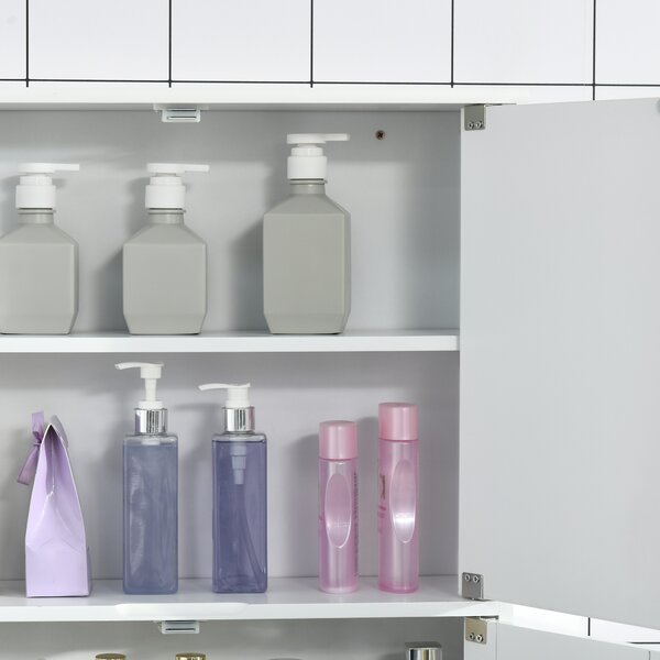 Kleankin Wall Mirror Cabinet: Double Door Storage with Adjustable Shelf, White Aosom UK