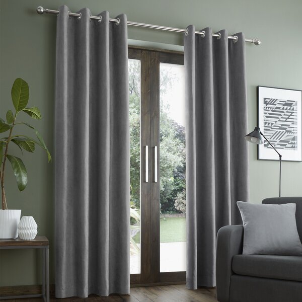 Catherine Lansfield Faux Suede Eyelet Curtains