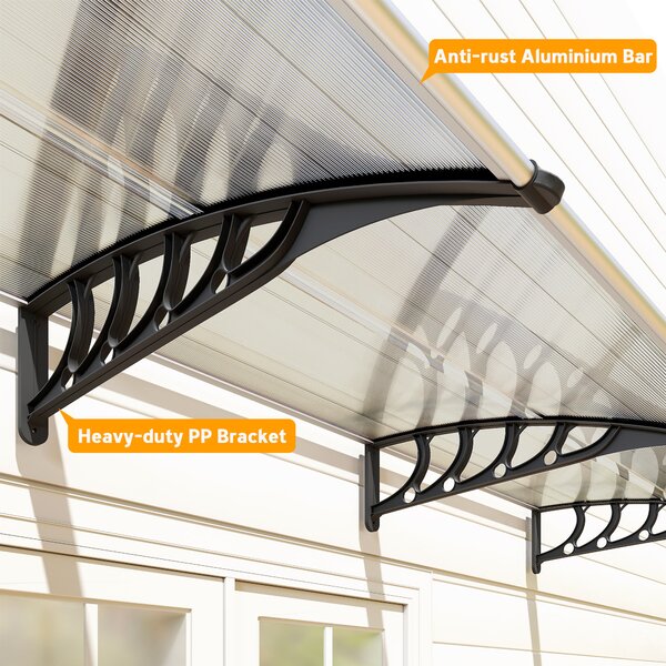 Outsunny Front Door Canopy, Outdoor Awning, Rain Shelter, 303 x 96cm , Clear