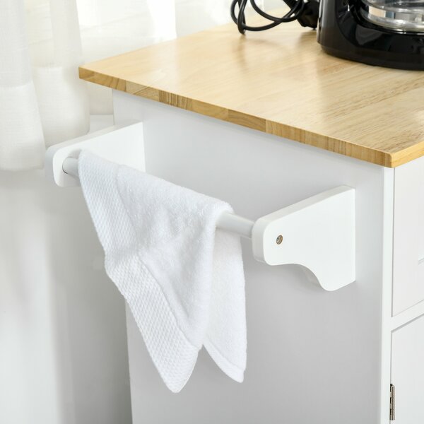 HOMCOM Kitchen Island Utility Cart, with 2 Storage Drawers & Cabinets for Dining Room, White