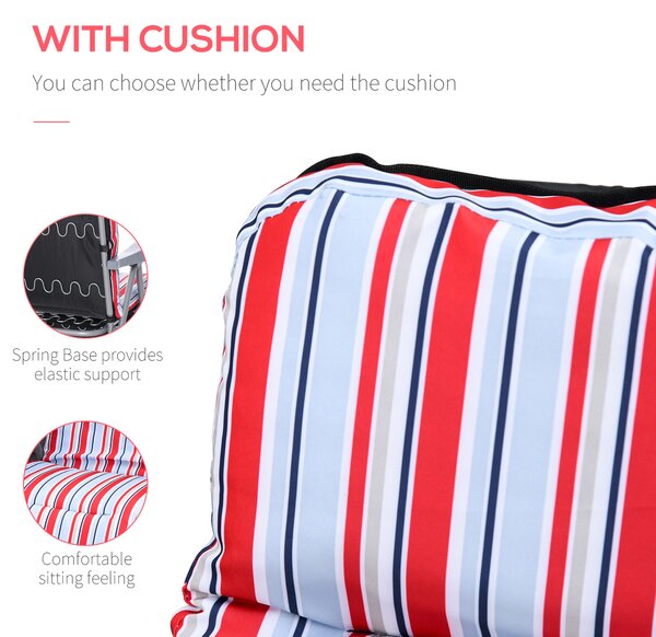 Outsunny Garden Sun Loungers, Set of 2, Outdoor Reclining Chairs with Cushions, Foldable and Adjustable, Red and White Aosom UK