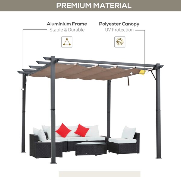 Outsunny 3 X 3 Meter Aluminium Pergola Canopy Gazebo Awning Outdoor Garden Sun Shade Shelter Marquee Party BBQ Aosom UK