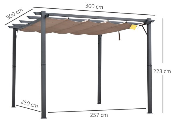 Outsunny 3 X 3 Meter Aluminium Pergola Canopy Gazebo Awning Outdoor Garden Sun Shade Shelter Marquee Party BBQ Aosom UK