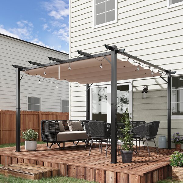 Outsunny 3 X 3 Meter Aluminium Pergola Canopy Gazebo Awning Outdoor Garden Sun Shade Shelter Marquee Party BBQ Aosom UK