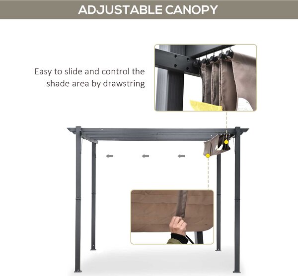 Outsunny 3 X 3 Meter Aluminium Pergola Canopy Gazebo Awning Outdoor Garden Sun Shade Shelter Marquee Party BBQ Aosom UK