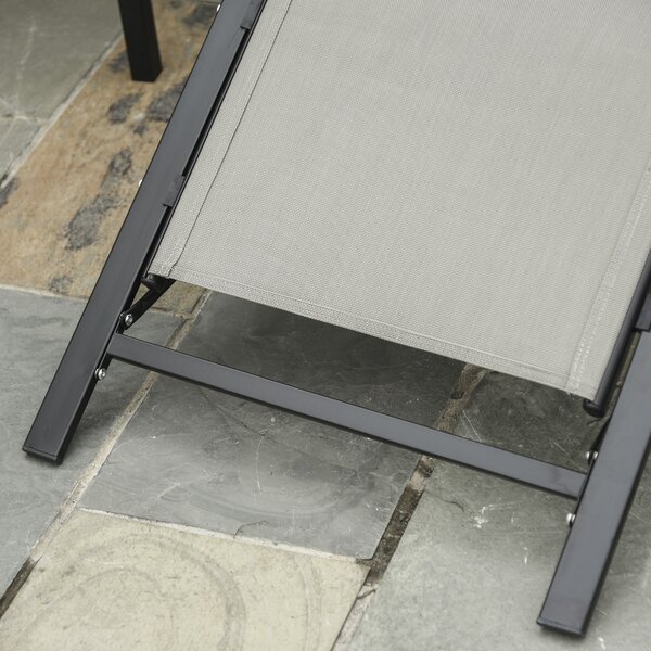 Outsunny 3 Pieces Lounge Chair Set Garden Outdoor Recliner Sunbathing Chair with Table, Grey Aosom UK