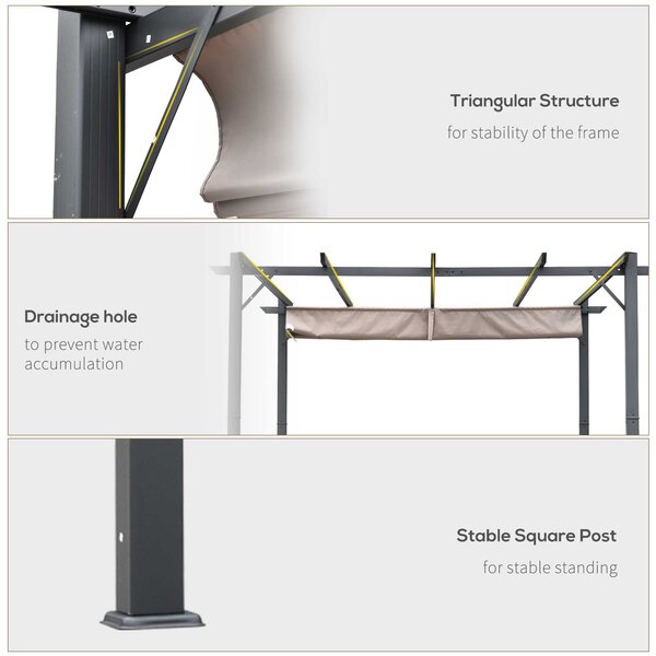 Outsunny 3 X 3 Meter Aluminium Pergola Canopy Gazebo Awning Outdoor Garden Sun Shade Shelter Marquee Party BBQ Aosom UK